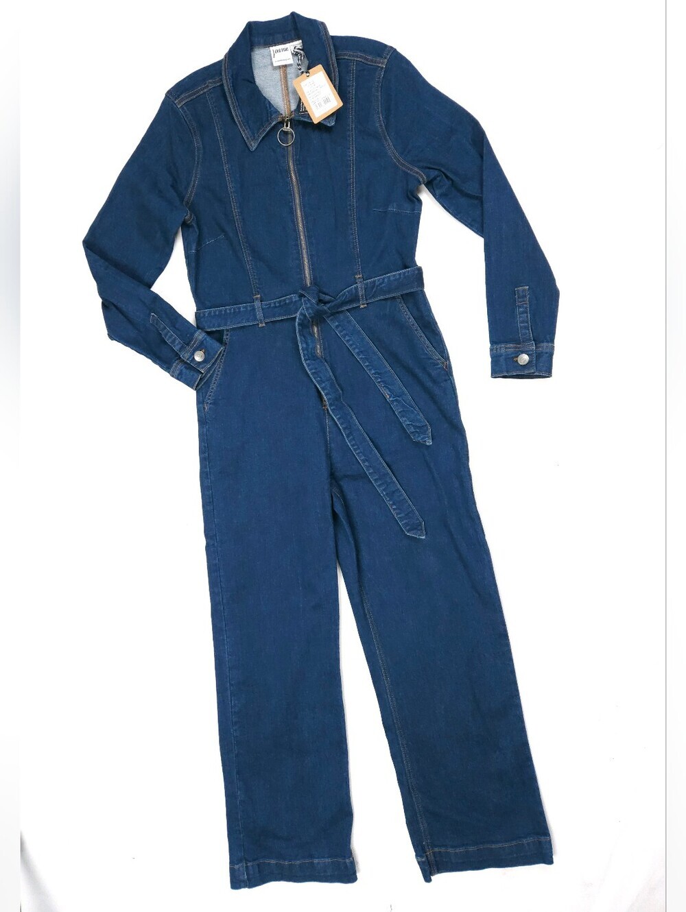 Joanie Clothing MacDougal Indigo Denim Jean Jumpsuit Boilersuit Women's US 8 NWT